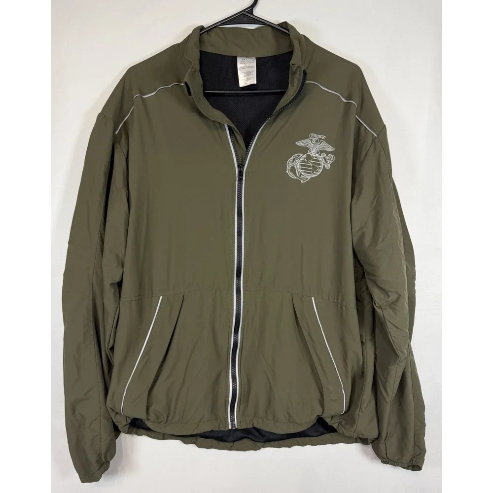 USMC Men's Marines Running Jacket Full Zip Reflective Coat Size Small Regular